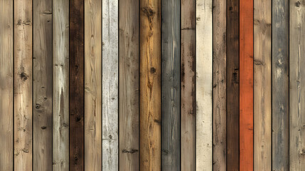Assorted Wooden Planks with Grain Textures in Varied Colors and Rustic Appearance Featuring Horizontal Timber Panels
