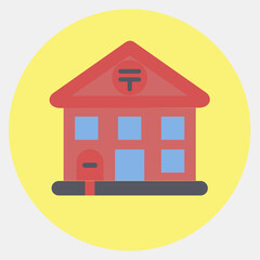 Icon post office. Building elements. Icons in color mate style. Good for prints, web, posters, logo, site plan, map, infographics, etc.