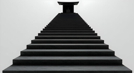 Fototapeta premium Dark Gray Stone Pyramid Stairway Leading To A Structure