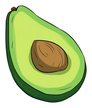 green avocado half with seed clip art preview