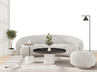 Free PNG wallpaper mockup in Interior Living Room, Modern White Living Room with Stylish Furniture...