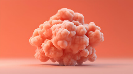Pink Fluffy Smoke Cloud on Coral Background
