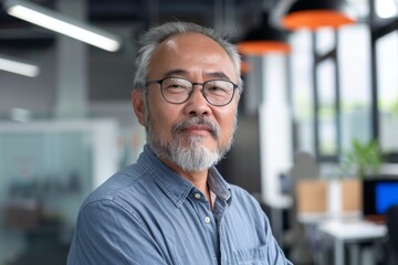 Obraz premium Portrait of a middle aged Asian male worker in start up company office