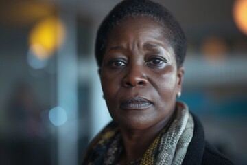 Fototapeta premium Portrait of a middle aged black female worker in start up company office