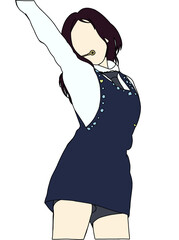 Illustration vector of Kpop fashion stage. idols of Koreans performing. K-pop female fashion idol. female singer who is singing wearing beautiful clothes