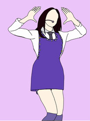 Illustration vector of Kpop fashion stage. idols of Koreans performing. K-pop female fashion idol. female singer who is singing wearing beautiful clothes
