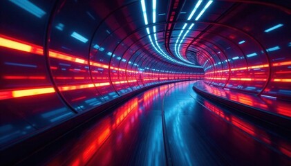 Vibrant light streaks paint an abstract tunnel, long exposure , futuristic, light, psychedelic