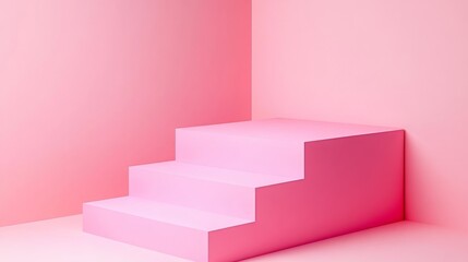 Pink Podium Display Stage for Product Presentation