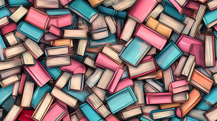 Vibrant book collection concept for literary enthusiasts and education design
