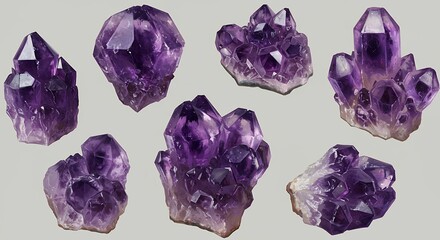 Amethyst Crystal Collection Purple Healing Stones for Meditation and Decor