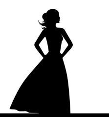 Fototapeta premium Elegant Bridal Silhouette - Black & White