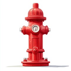 Red Fire Hydrant on Urban Street: Essential Fire Safety Equipment and Public Utility Marking