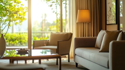 Relaxing living room interior modern apartment home decor bright natural light cozy atmosphere contemporary design