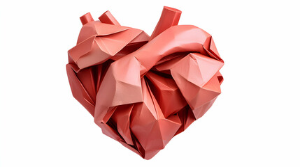 Red Origami Heart Paper Sculpture