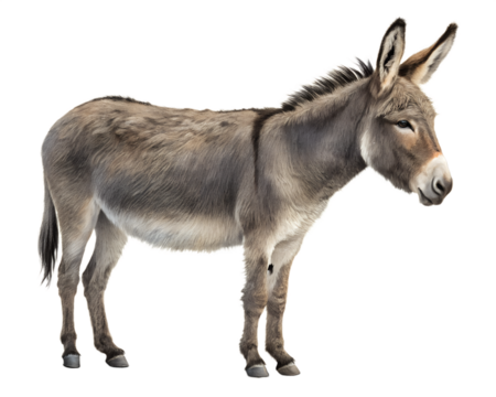 donkey isolated on white background.Generative Ai.	