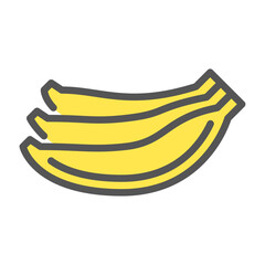 Banana Fruit filled outline icon. Banana Fruit color line illustration.
