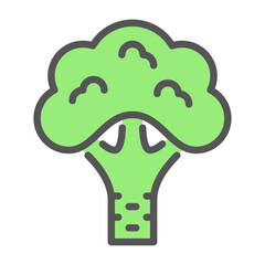 Broccoli filled outline icon. vegetable color line illustration.