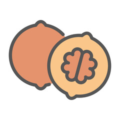 Walnut filled outline icon. Walnut color line illustration.
