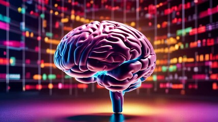 Colorful human brain in neon light. mental health concept - Powered by Adobe