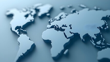 Textured 3D World Map in Blue Hues