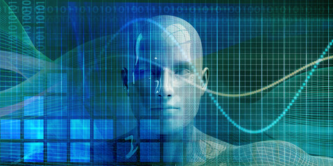 Artificial Intelligence and Human Technology Future Concept