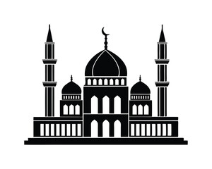 Silhouette of a mosque, vector mosque Design