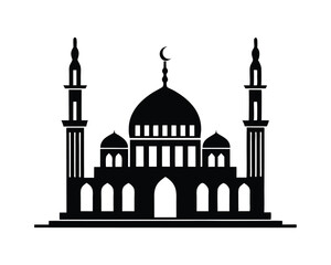 Silhouette of a mosque, vector mosque Design