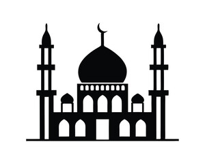Silhouette of a mosque, vector mosque Design