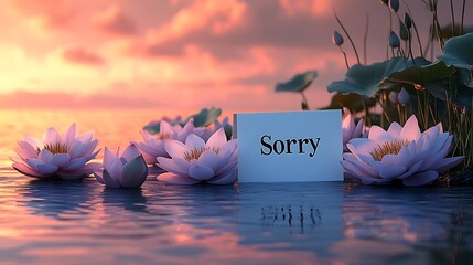 A sorry card with some flowers and beautiful background