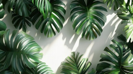Tropical Leaves Sunlight Background.