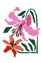 Floral abstract elements. Botanical composition. Modern trendy Matisse minimal style. Floral poster, invite. Vector arrangements for greeting card or invitation design   © VD.FAII