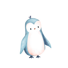 Cute baby penguin drawing cartoon. Animal arctic illustration isolated