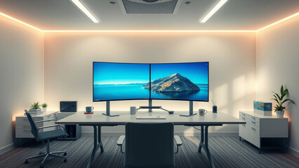 Modern Office with Dual Monitors