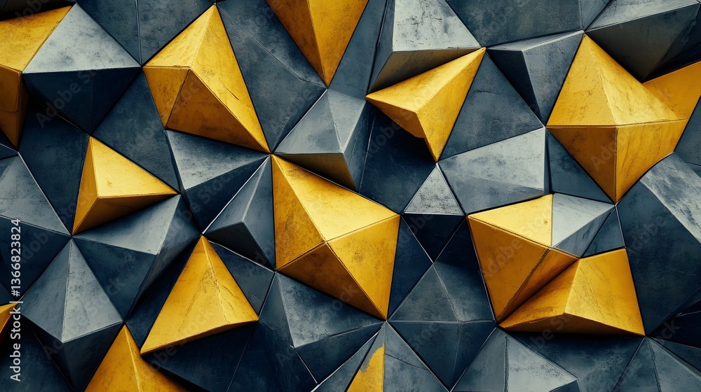 Poster geometric textured three dimensional abstract pattern of various shapes and colors