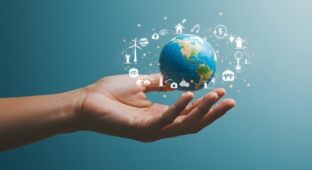 Hands Holding Digital Earth