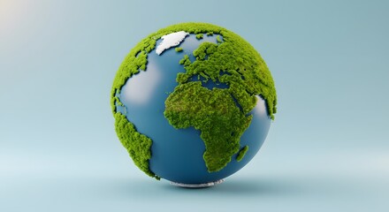 Green Earth on Blue Background