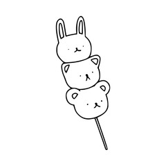 cute bunny and bear dango vector