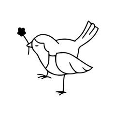 sweet bird holding flower in beak