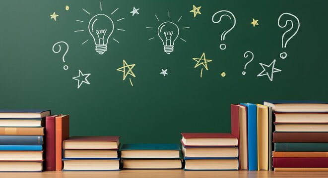 Books with Chalkboard Background