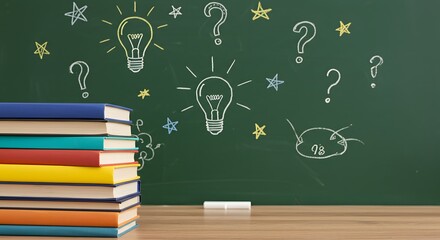 Books with Chalkboard Background