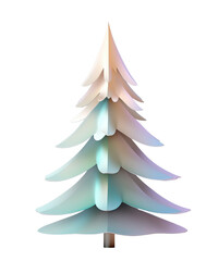 Obraz premium Minimalist Pastel Christmas Tree Against White Background
