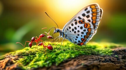 Obraz premium Ants & Butterfly Macro Nature Photography - Macro photography