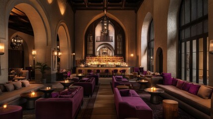 A luxurious speakeasy-style bar with dim lighting, showcasing an array of colorful, perfectly crafted cocktails.