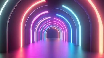 Geometric arcs overlapping dynamically with glowing gradient color schemes