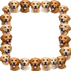 Obraz premium Golden Retriever Dog Frame with Cute Happy Faces, Perfect for Pet Lovers and Decoration