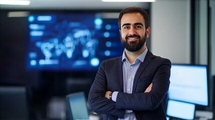 A blockchain researcher developing AI powered decentralized platforms for crypto based insurance underwriters, futuristic underwriting lab with live data, High-tech style