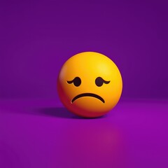 Fototapeta premium Sad emoji images, sad emoji on a purple isolated