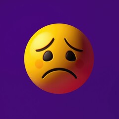 Fototapeta premium Sad emoji images, sad emoji on a purple isolated