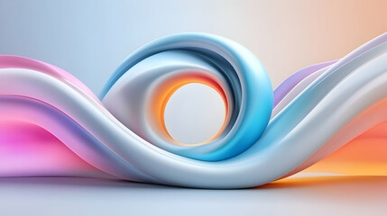 Abstract Pastel Waves: Swirling Pink, Blue, and Orange Fluid Forms