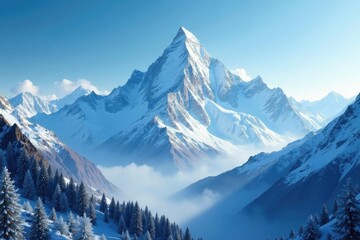Majestic snow-capped Himalayan peaks rise above the frozen landscape, himalayas, mountain range, frozen